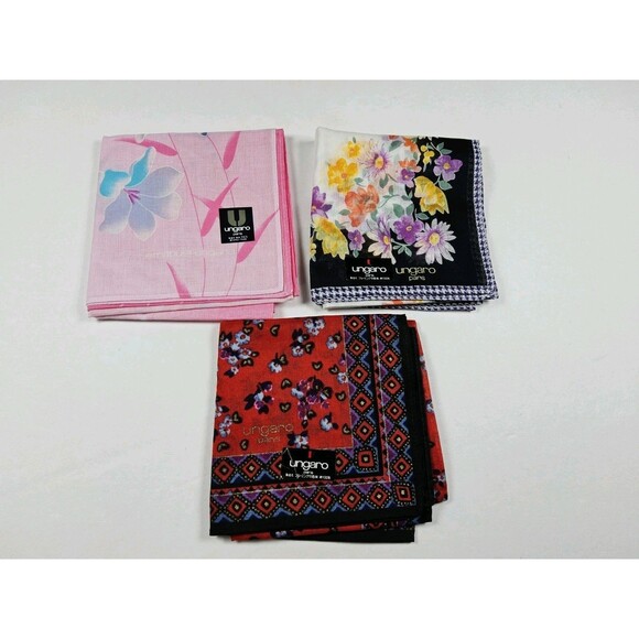 Ungaro Lot Of 3 Handkerchief Neckerchief Bandana Scarf - Picture 1 of 4
